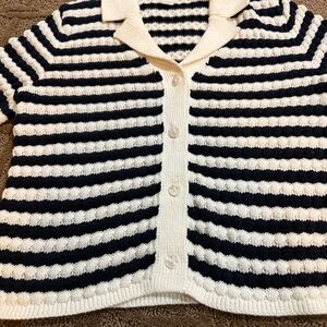 Striped Navy and White Cardigan
